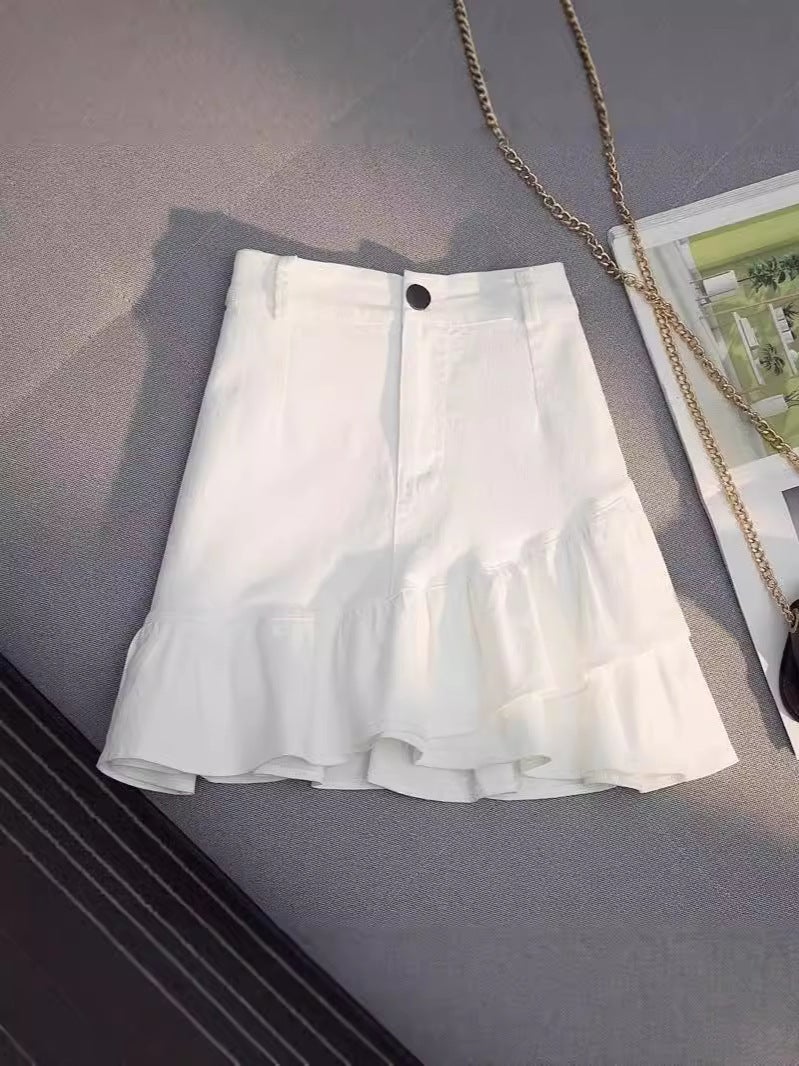 Irregular Denim Skirt 2023 High-End Women'S Fashion Short High Waist Slimming A- Shaped Hip Skirt - Image 3