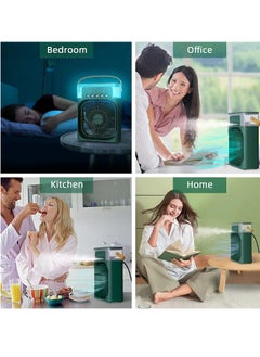 SH PROTECT TOUCH Portable Air Conditioner Fan Mini Evaporative Air Cooler - USB Personal Air Conditioner with 7 LED Light，1-3H Timer Portable AC Cooling Fan for car Home Office Room - Water Mist Spray Fan (GREEN )  - Image 5