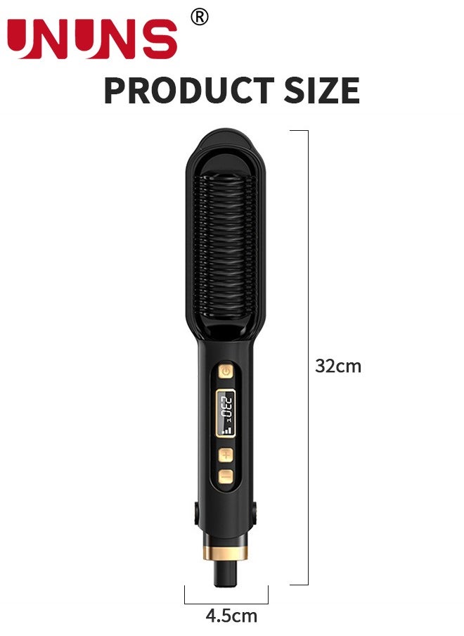 UNUNS - Hair Straightener Brush,2 In 1 Straight Hair Comb And Curly Hair Comb,Ionic Hair Straightener Comb With 15 Gear Temperature Settings And LED Screen,Professional Women's Hairstyle Tools - Image 1