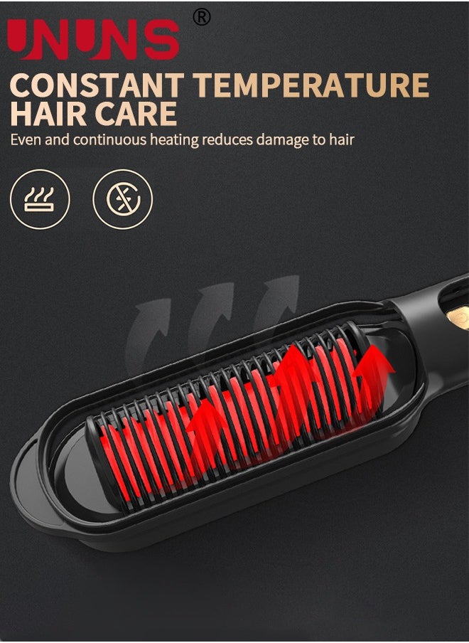 UNUNS - Hair Straightener Brush,2 In 1 Straight Hair Comb And Curly Hair Comb,Ionic Hair Straightener Comb With 15 Gear Temperature Settings And LED Screen,Professional Women's Hairstyle Tools - Image 1