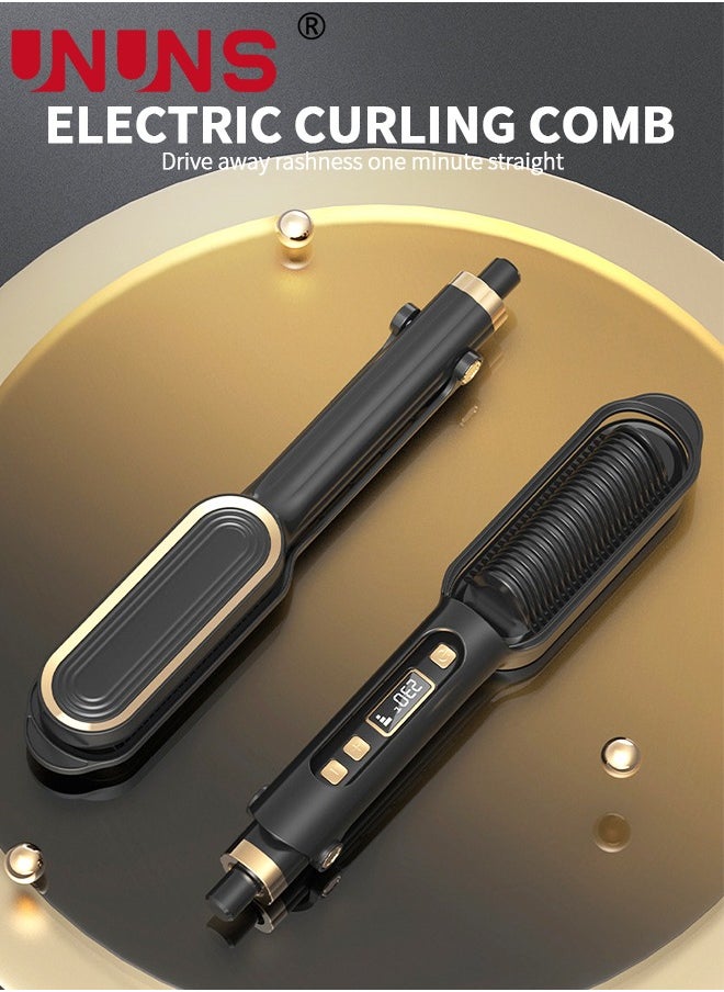 UNUNS - Hair Straightener Brush,2 In 1 Straight Hair Comb And Curly Hair Comb,Ionic Hair Straightener Comb With 15 Gear Temperature Settings And LED Screen,Professional Women's Hairstyle Tools - Image 1