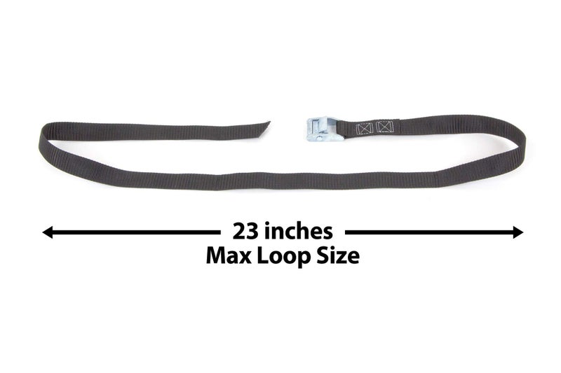 PowerTye MFG Lashing Straps with Cam Buckle - 1 inch x 4ft Tie-Down Straps with Protective Rubber Pad - Made in USA - For Motorcycles, Truck beds, Coolers and Small Cargo - 200 lb. WLL, Black (2-pack) - Image 2