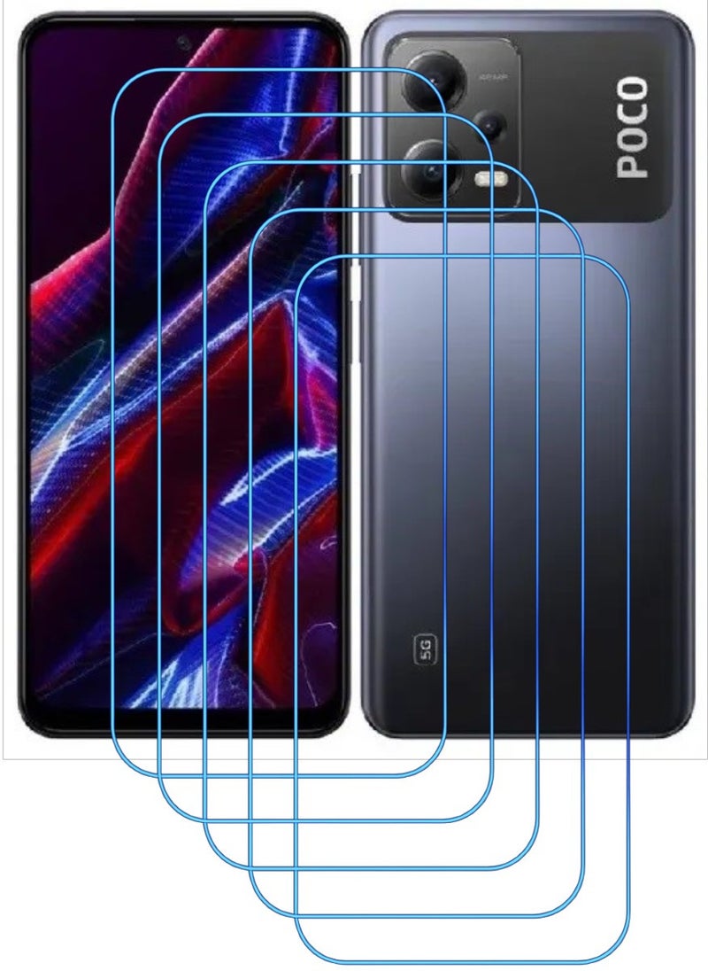 ACLIX 5 Pieces Antistatic ESD Dustproof Premium Quality High Definition Clear Tempered Glass Screen Protector Designed For Xiaomi Poco X5 - Image 1