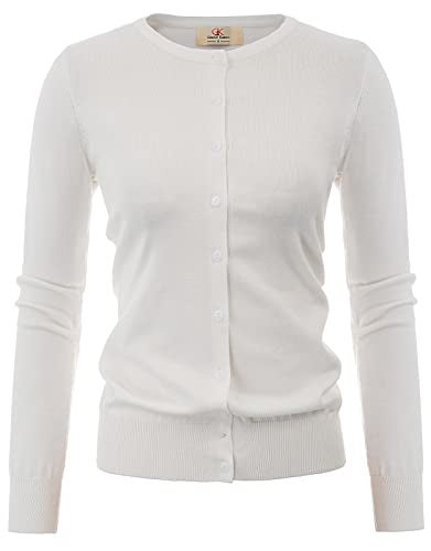 GRACE KARIN Long Sleeve White Cardigan Sweaters for Women Lightweight Button Down Knit Fall Cardigans for Women M - Image 5