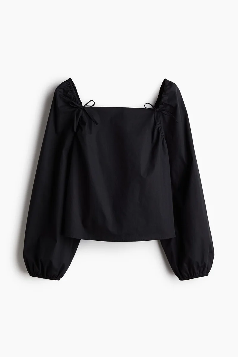 H&M Bow-detail cotton blouse