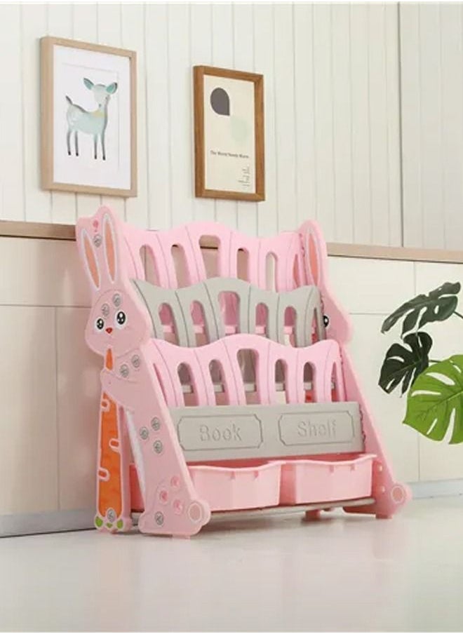 JSAITOYS Rabbit Style Children's Landing Bookshelf Stand and Baby Toy Organizer Storage Bookcase Rack  - Image 1