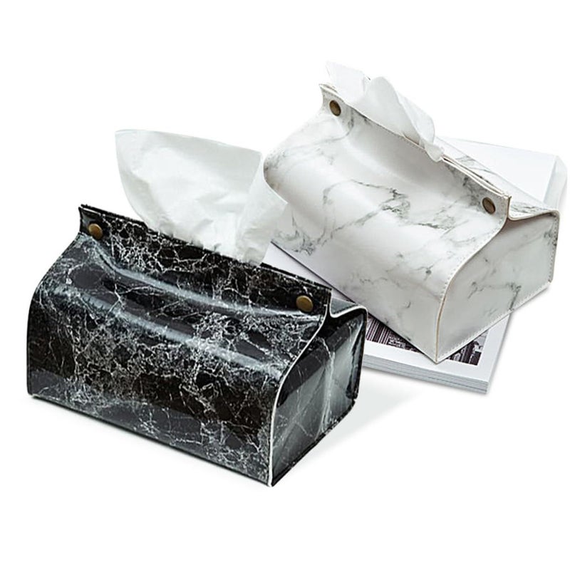 Marble Pattern Tissue Box Cover Napkin Holder Pull Out Dispenser for Household Storage - Image 5