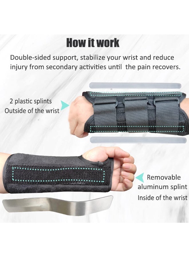 FDTY دعامة معصم النفق الرسغي لليد اليسرى واليمنى، جبيرة معصم قابلة للتنفس للنوم، دعامة يد قابلة للتعديل مع جبيرة معدنية قابلة للإزالة لتخفيف ألم المعصم والتهاب الأوتار - Image 3