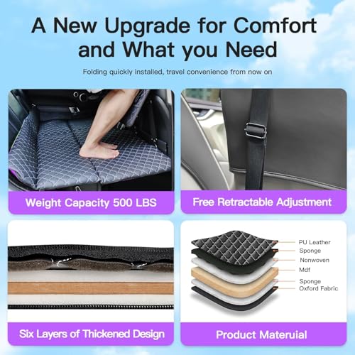 YASHINE Non Inflatable Truck Bed Air Mattress for Large Truck, Car Travel Camping Back Seat Extender for F150/RAM 1500/Silverado/Ranger/GMC/Tundra/Tacoma - Image 5