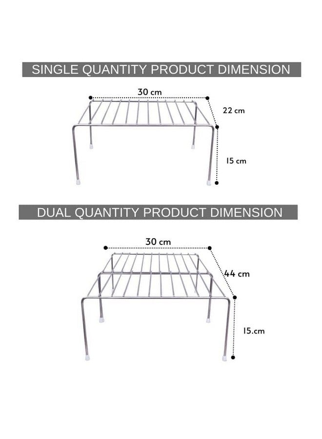 CR18 COLLECTION مجموعة CR18 2 قطع رف مطبخ من الفولاذ المقاوم للصدأ رفوف تخزين قابلة للتوسيع لخزائن المطبخ منظم متعدد الاستخدامات يمتد حتى 580 مم مع طلاء نانو مضاد للصدأ رفوف المطبخ، عبوة من 2 - Image 3