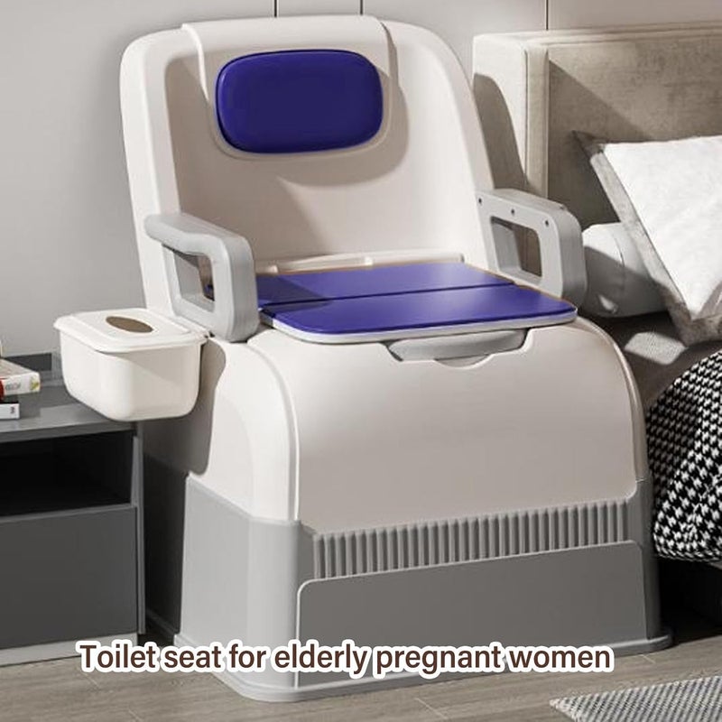 klarako Bedside Commode Toilet, Portable High Load Capacity Odor Control Commode Chair with 2 Buckets Soft Padded Removable Armrest Mobile Solid Toilet - Image 3