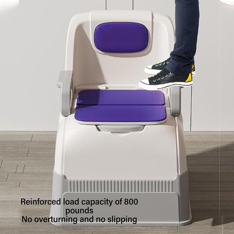 klarako Bedside Commode Toilet, Portable High Load Capacity Odor Control Commode Chair with 2 Buckets Soft Padded Removable Armrest Mobile Solid Toilet - Image 4