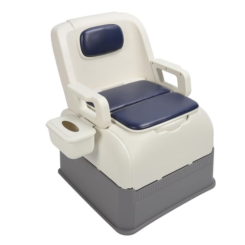 klarako Bedside Commode Toilet, Portable High Load Capacity Odor Control Commode Chair with 2 Buckets Soft Padded Removable Armrest Mobile Solid Toilet - Image 1