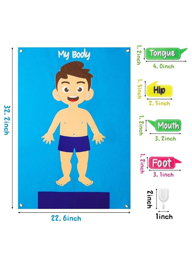 WATINC 35Pcs Body Parts Learning Felt Story Board Set Preschool Human Organ Educational Teaching Storytelling Early Learning Interactive Play Kit Wall Hanging Gift for Toddlers Kids 41 x 30 Inch - Image 4