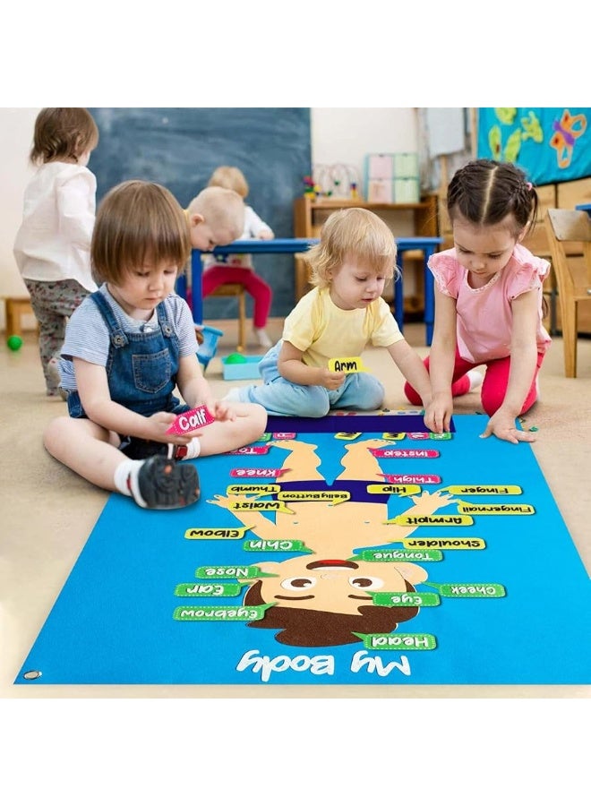 WATINC 35Pcs Body Parts Learning Felt Story Board Set Preschool Human Organ Educational Teaching Storytelling Early Learning Interactive Play Kit Wall Hanging Gift for Toddlers Kids 41 x 30 Inch - Image 1