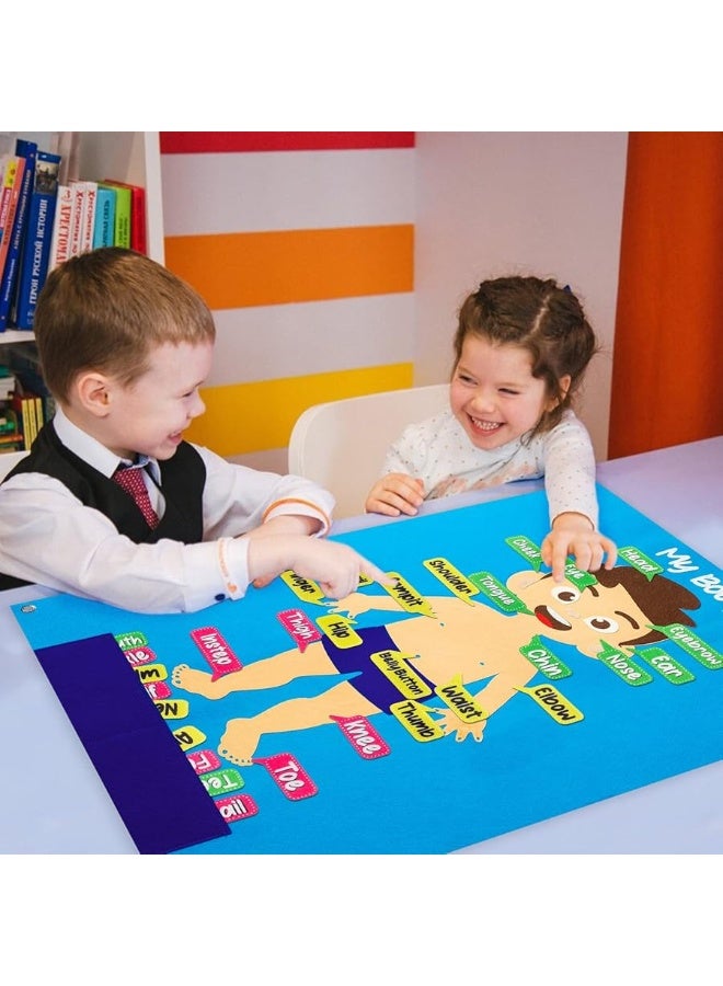 WATINC 35Pcs Body Parts Learning Felt Story Board Set Preschool Human Organ Educational Teaching Storytelling Early Learning Interactive Play Kit Wall Hanging Gift for Toddlers Kids 41 x 30 Inch - Image 5