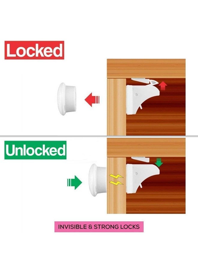 Eco-Baby Eco Baby Magnetic Cabinet Locks For Babies Magnetic Baby Proofing Cabinet Locks Child Locks For Cabinets Drawers Doors For Back To School Easy Installation No Tools Required (12 Pack And 2 Keys) - Image 3