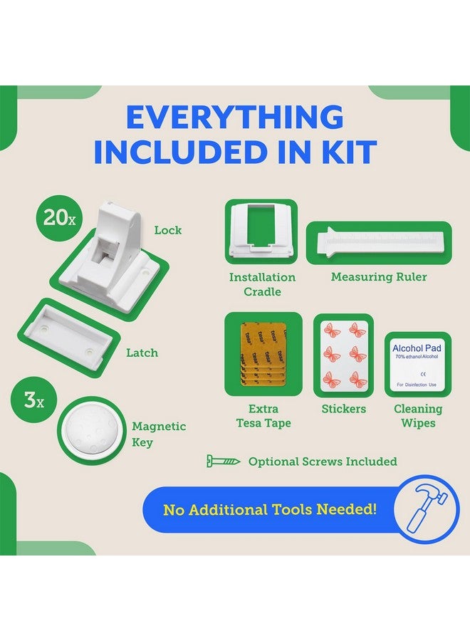 Eco-Baby Eco Baby Magnetic Cabinet Locks For Babies Magnetic Baby Proofing Cabinet Locks Child Locks For Cabinets Drawers Doors For Back To School Easy Installation No Tools Required (12 Pack And 2 Keys) - Image 5