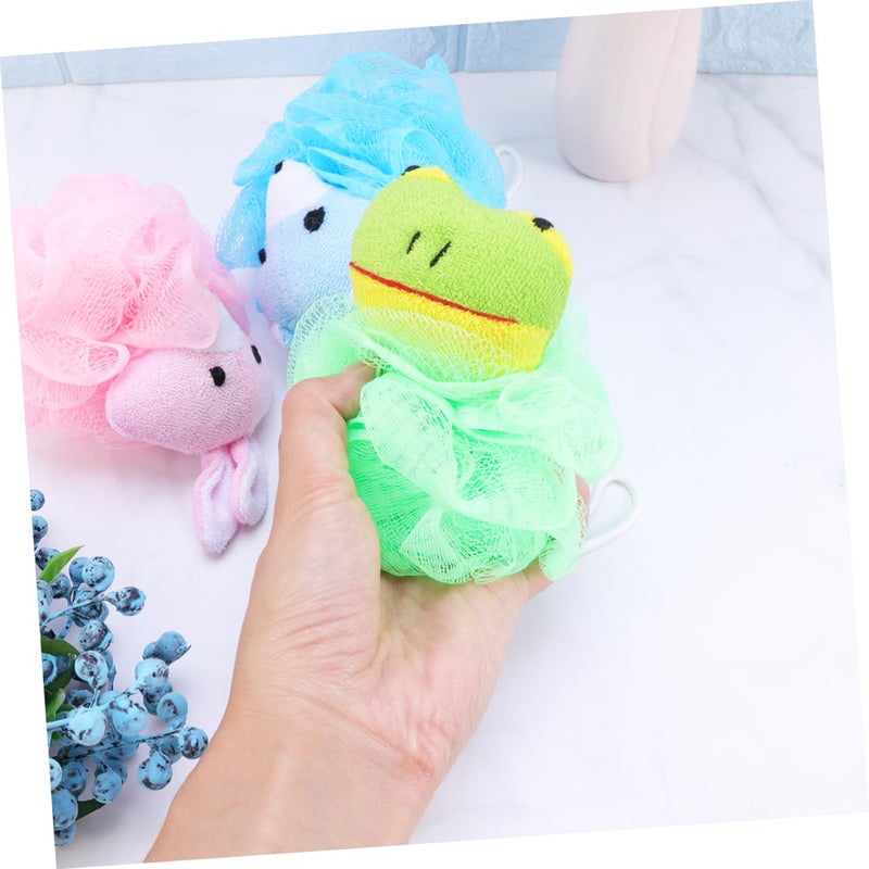 6 Pack Cartoon Animal Mesh Bath Balls Set With Rabbits And Flowers For Kids - Image 3