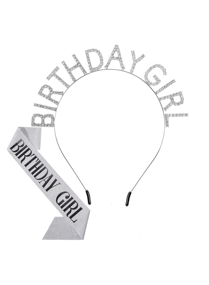SYOSI Birthday Girl Headband Ladies Birthday Tiara Happy Birthday Jewelry Silver - Image 1