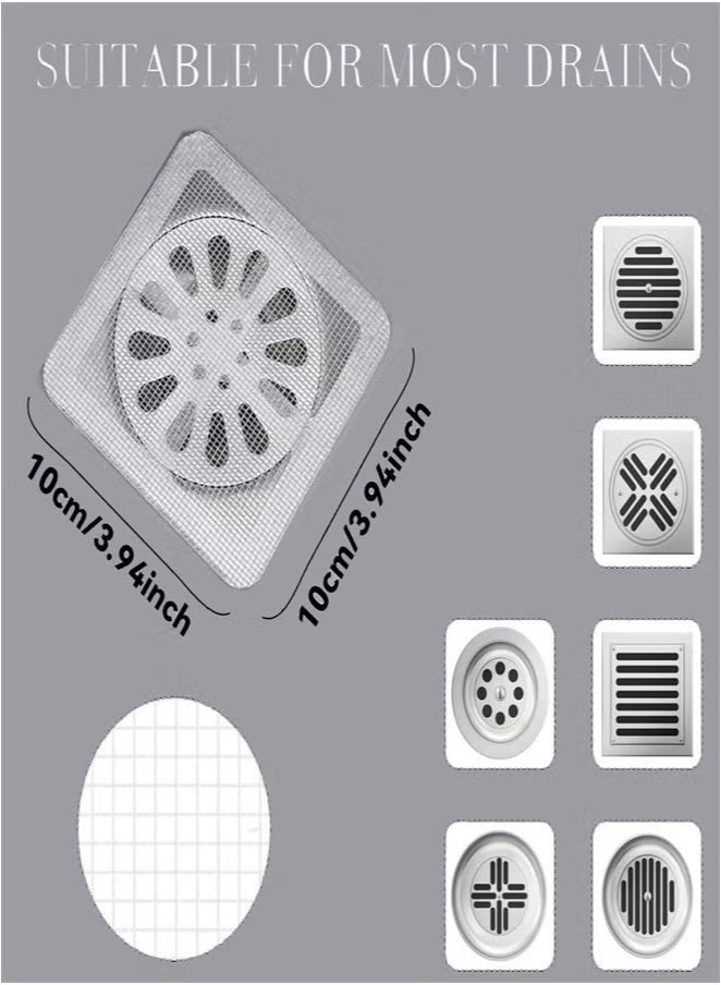 30 Pack Disposable Hair Drain Stickers - Square Shower Drain Catcher Mesh, Bathroom Sink & Tub Hair Trap for Kitchen, Laundry (15 Sheets, Adhesive & Waterproof)  - Image 3