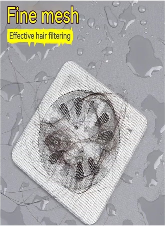 30 Pack Disposable Hair Drain Stickers - Square Shower Drain Catcher Mesh, Bathroom Sink & Tub Hair Trap for Kitchen, Laundry (15 Sheets, Adhesive & Waterproof)  - Image 5