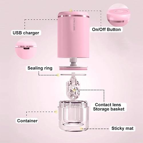 UpaClaire Contact Lens Cleaner, Intelligent Cleaning Machine for Soft Contact Lenses Cleaning and Storage (Pink) - Image 3