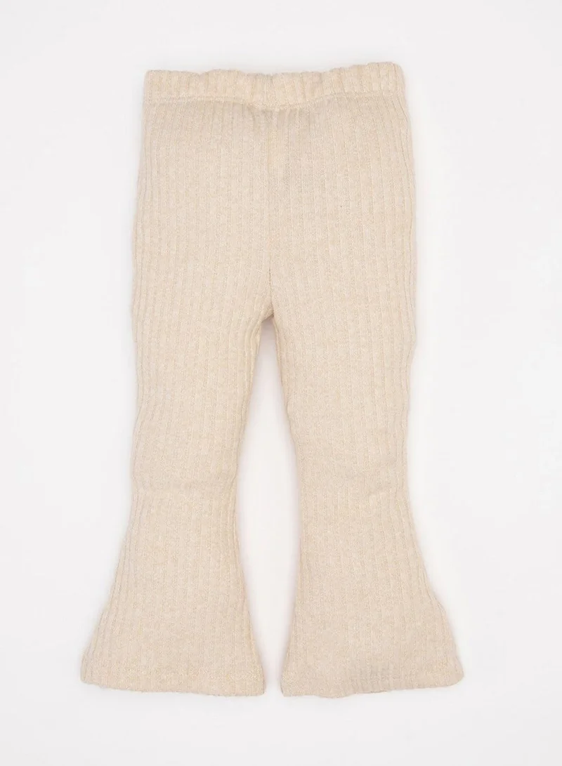 DeFacto Flared Ribbed High-Waist Pants With Elasticated Waist