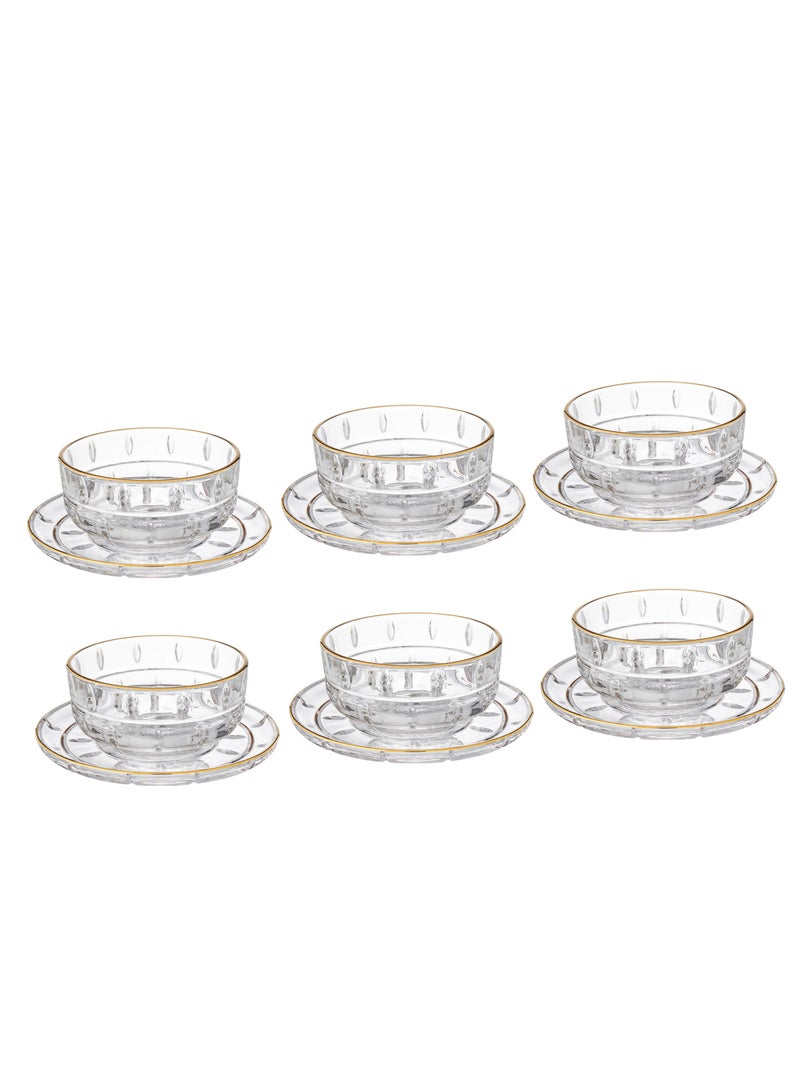 Elegant A yogurt set for sweets and nuts made of glass, 12 pieces, 6 yogurts + 6 plates - Image 3