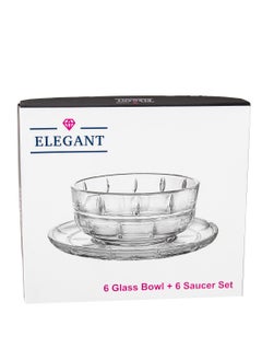 Elegant A yogurt set for sweets and nuts made of glass, 12 pieces, 6 yogurts + 6 plates  - Image 5