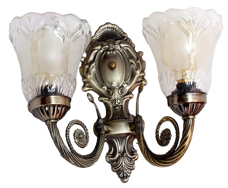 kinis Wall Light/Wall Lamp to Décor Home/Living Room/Bedroom/Office/Dining/Cafe/Restaurants, Double Shade Flower, Black Antique (Pack of 1, with Bulb) - Image 2