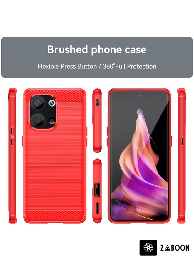 Zaboon غطاء حماية لهاتف OPPO Reno9 5G بتصميم منسوج من ألياف الكربون TPU - Image 2