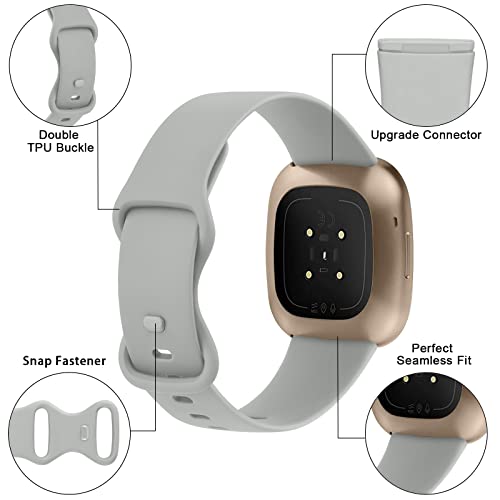 Meliya Soft Strap for Fitbit Versa 4 / Versa 3 / Sense 2 / Sense(Watch Not Included), Flexible Premium Elastomer TPU Adjustable Watch Straps, Sport Replacement Band for Women Men (S,Grey) - Image 4