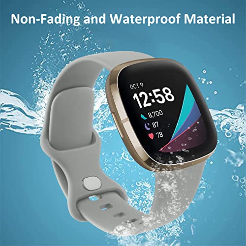 Meliya Soft Strap for Fitbit Versa 4 / Versa 3 / Sense 2 / Sense(Watch Not Included), Flexible Premium Elastomer TPU Adjustable Watch Straps, Sport Replacement Band for Women Men (S,Grey) - Image 5