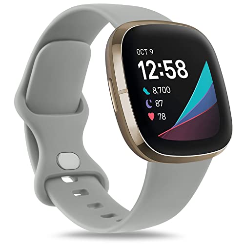 Meliya Soft Strap for Fitbit Versa 4 / Versa 3 / Sense 2 / Sense(Watch Not Included), Flexible Premium Elastomer TPU Adjustable Watch Straps, Sport Replacement Band for Women Men (S,Grey) - Image 2