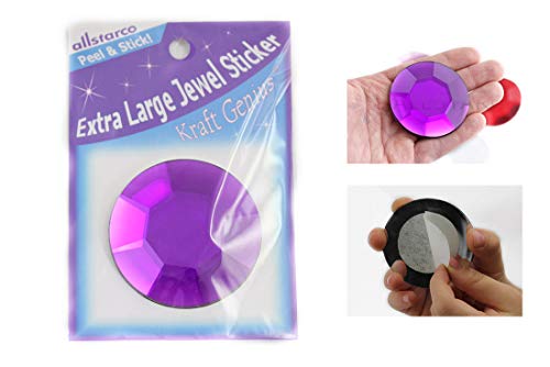 60mm Purple Amethyst H105 Large Self Adhesive Round Acrylic Cosplay Gem Flat Back Plastic Stick On Rhinestone for Cosplay Costumes Scrapbooking Prop Craft Embelishment Steven Universe Decor Jewel 1PC