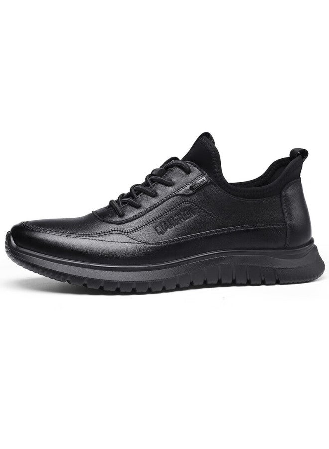 Strongman Qiangren Casual Sports Shoes For Men, Comfortable Cowhide Outdoor Travel Leather Shoes Running Shoes Jda73076 All-season Style Size 43 - Image 1