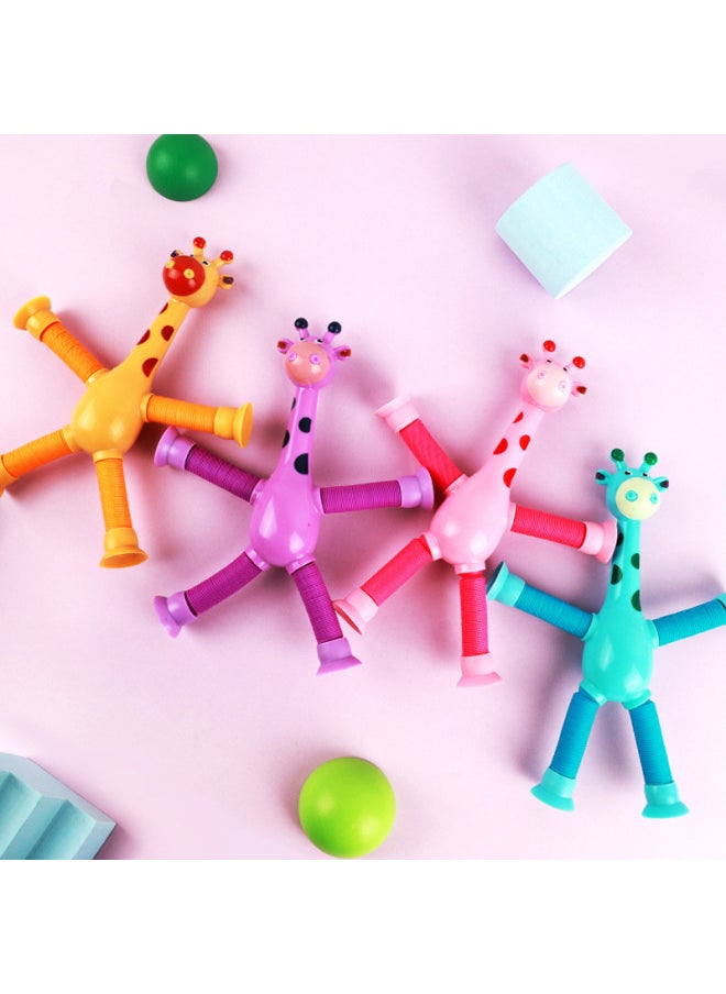 Glowing Ever-changing Giraffe Telescopic Tube Kidsren's Stretch Cartoon Suction Cup Family Interactive Creative Decompression Toy One Size Fits All-Color:[red ❤ Luminous Model] Telescopic Suction Cup Robot-Specifications:One Size Fits All