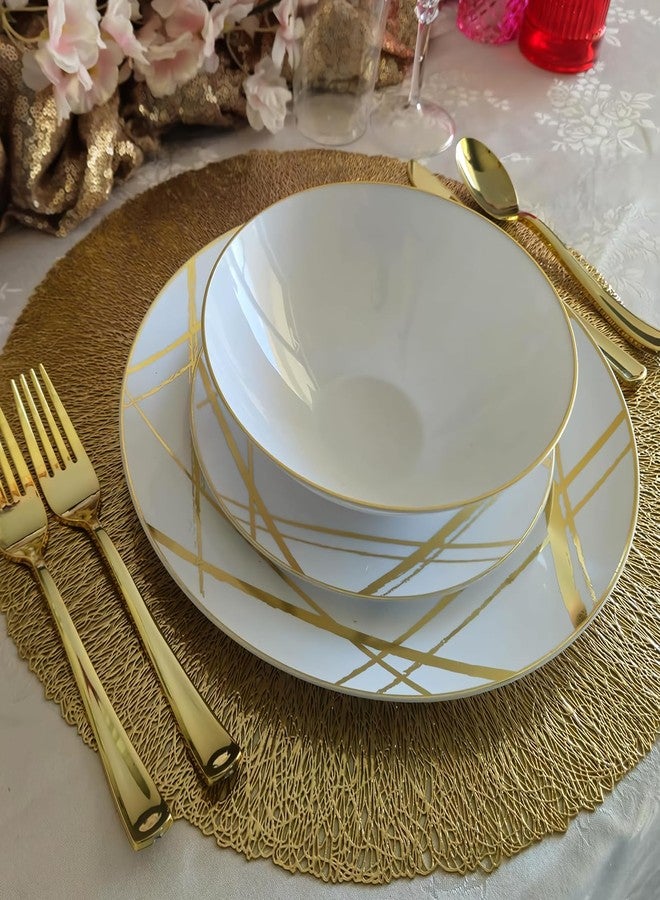Blue Sky Elegant Organic Gold Rim Bowls - 16 oz. (10 Pieces) - Durable Tableware for Entertaining - Perfect for Special Occasions, Dinner Parties & Gourmet Meals - Image 3