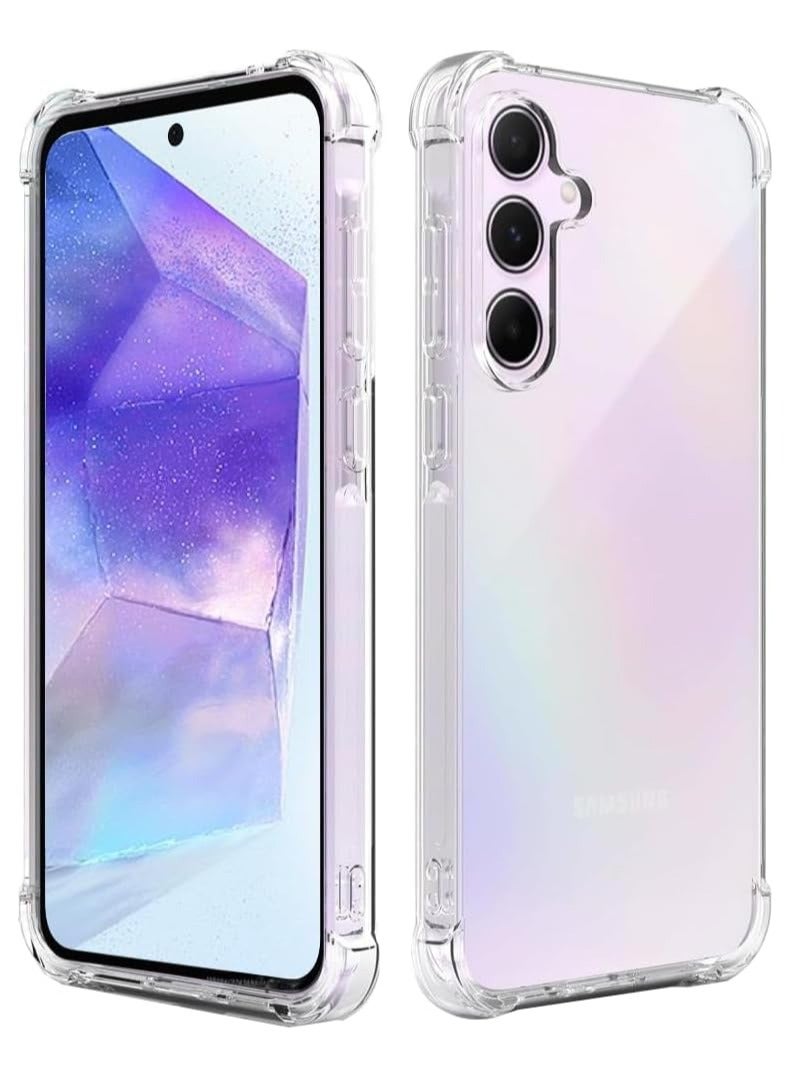 Fankalo حافظة هاتف لهاتف سامسونج جالاكسي A55 5G، غطاء خلفي شفاف ورفيع للغاية ومضاد للخدش ومضاد للصدمات من مادة TPU - Image 1