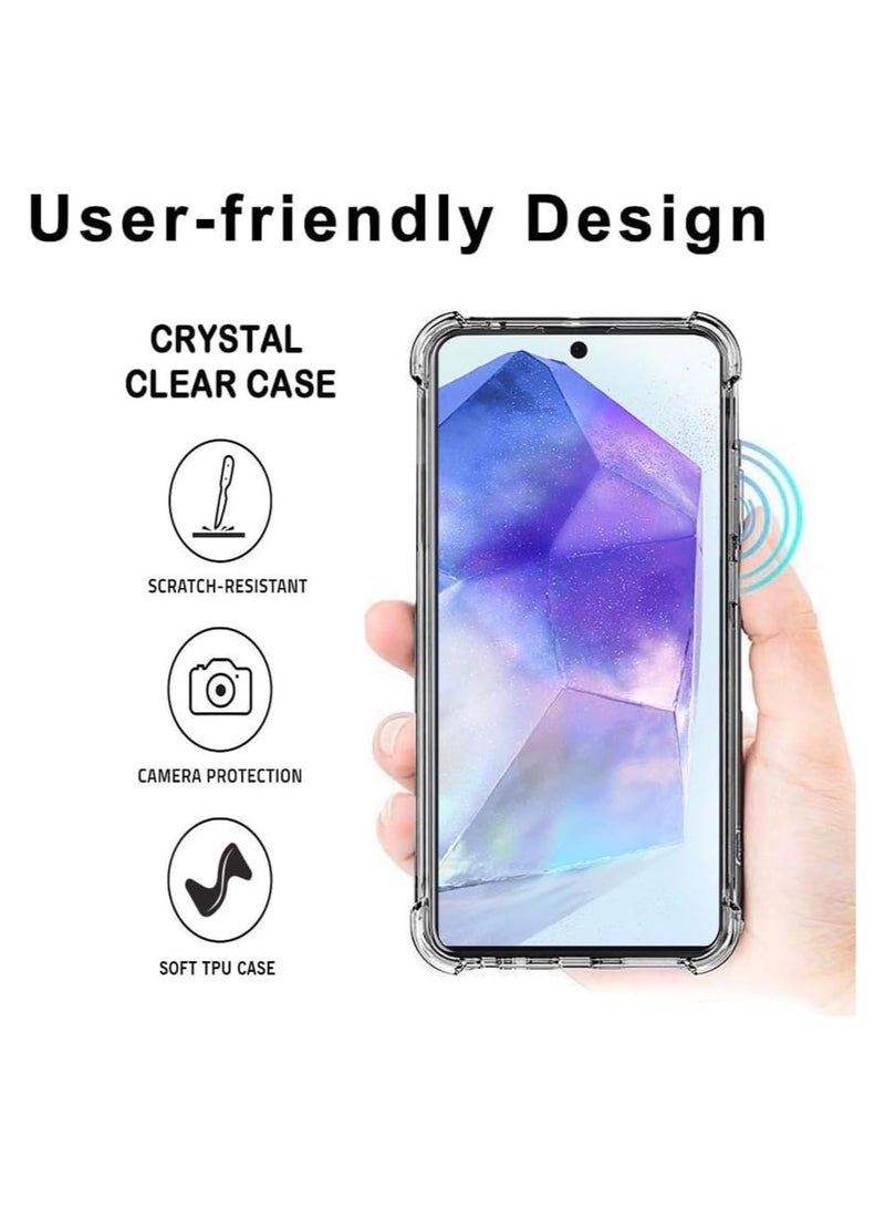 Fankalo حافظة هاتف لهاتف سامسونج جالاكسي A55 5G، غطاء خلفي شفاف ورفيع للغاية ومضاد للخدش ومضاد للصدمات من مادة TPU - Image 3