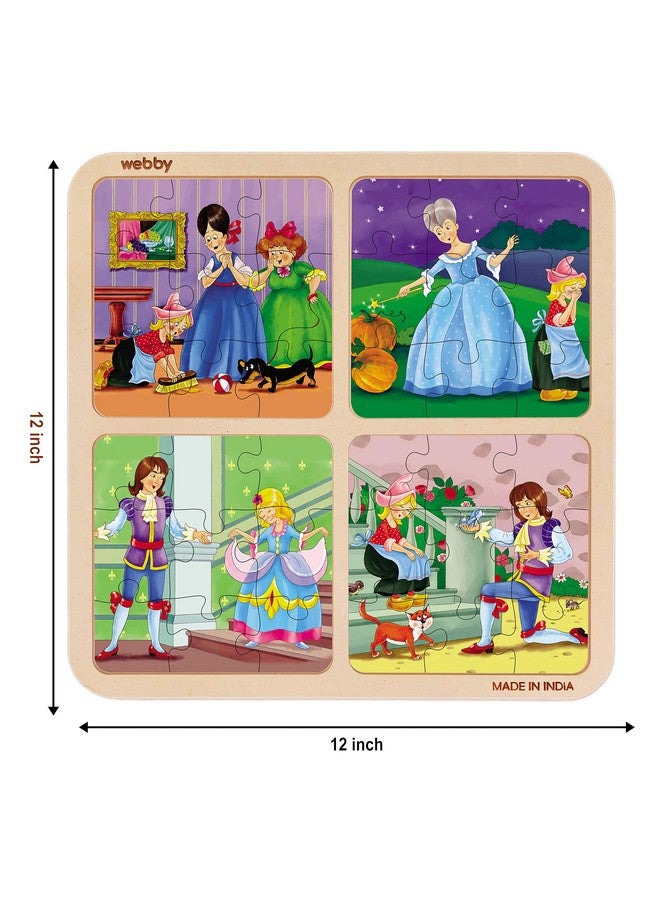 Webby 4 in 1 Wooden Cinderella Puzzle Toy for Baby, 36 Pcs - Image 5