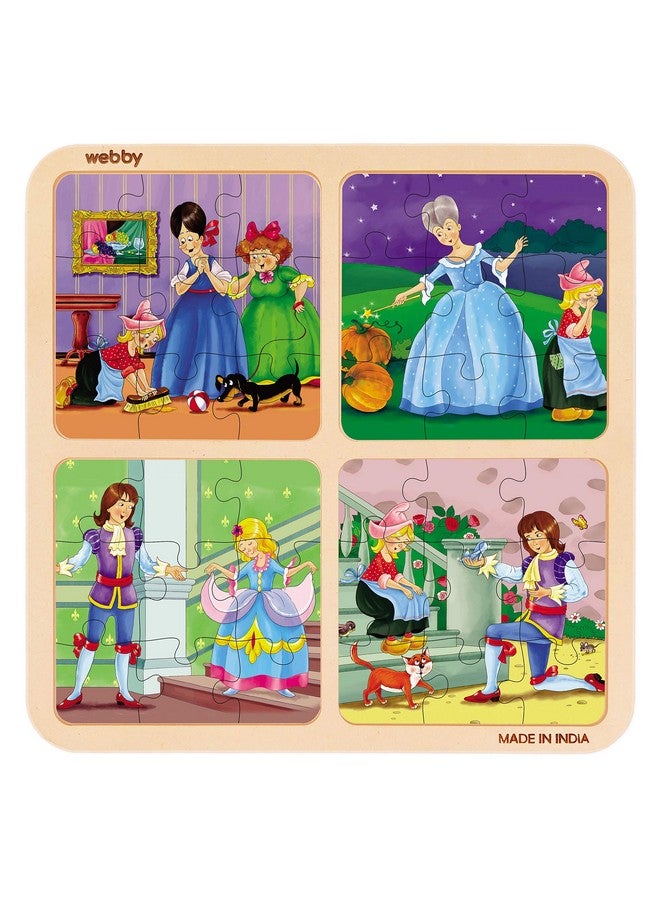 Webby 4 in 1 Wooden Cinderella Puzzle Toy for Baby, 36 Pcs - Image 1
