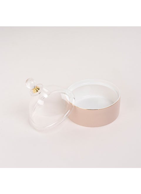 Dallaty beige porcelain date bowl with lid 12.6*12.6*14 cm