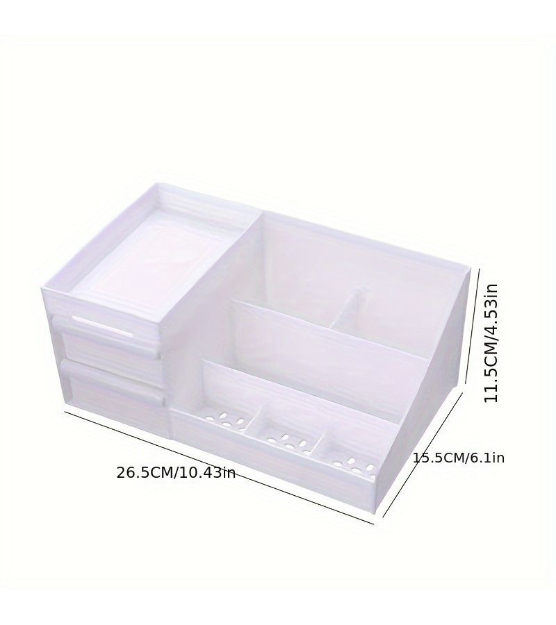 Custom Laser Printed Pink Expandable Double Layer Cosmetic Storage Box With Transparent Drawers Large Capacity Plastic For Desktop Organization - Image 5