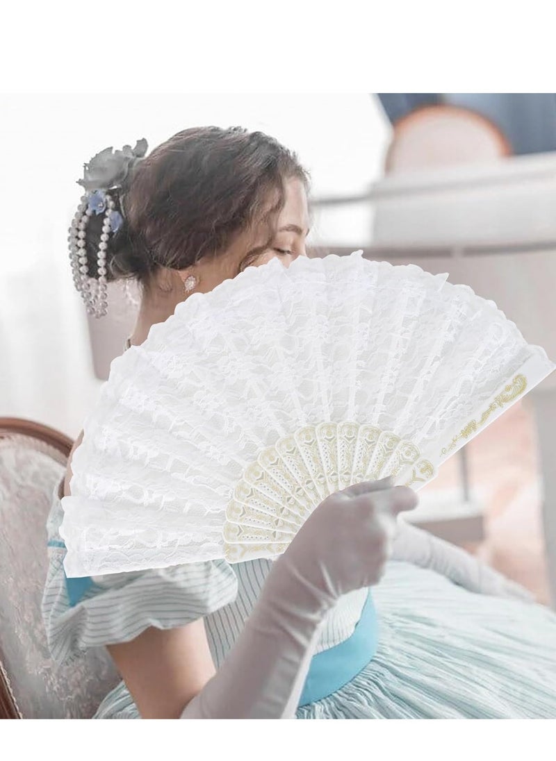 Generic - Folding Fan, Handheld Fan with Plastic Fabric Frame - White - Image 1