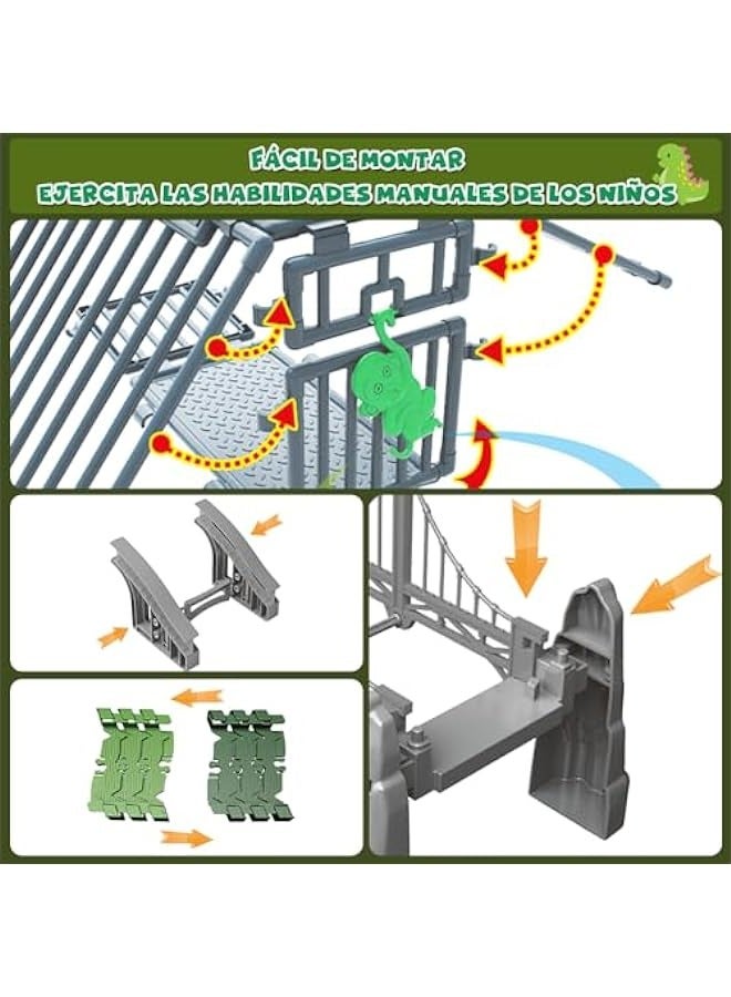 ألعاب الديناصورات للأطفال، ألعاب مسار سباق الديناصورات، 184 قطعة مسار سيارة ديناصور مرن، هدية للأولاد والبنات بعمر 3 سنوات فما فوق - Image 5