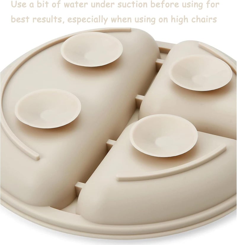 PandaEar 3 Pack Divided Unbreakable Silicone Baby and Toddler Plates - Non-Slip - Dishwasher and Microwave Safe - Silicone (Pink Green Light Tan) - Image 4