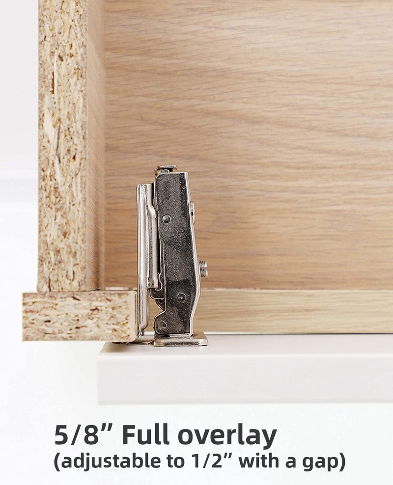 DecoBasics (50 PCS) Full Overlay Soft Close Cabinet Hinges for Kitchen Cabinets - 105Â° Face Frame Concealed Cabinet Door Hinge -3 Way Adjustability -Clip on Plate & Matching Screw 4 Easy Installation - Image 5