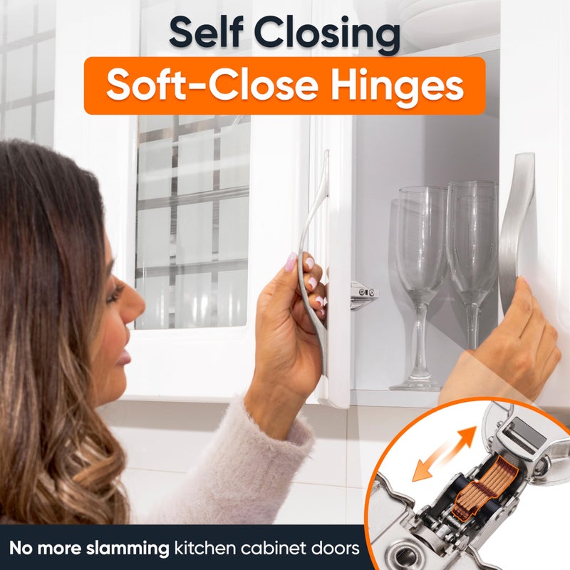 DecoBasics (50 PCS) Full Overlay Soft Close Cabinet Hinges for Kitchen Cabinets - 105Â° Face Frame Concealed Cabinet Door Hinge -3 Way Adjustability -Clip on Plate & Matching Screw 4 Easy Installation - Image 2